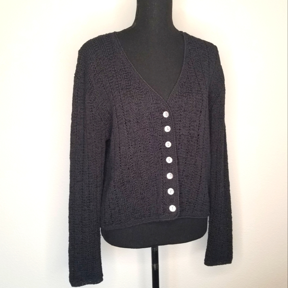 Pendleton Cardigan Black Sweater Cotton Blend She… - image 1